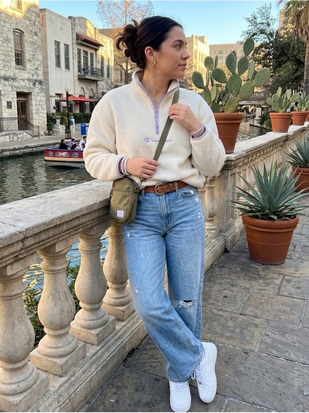Champion Lavender Quarter Zip Fleece Lined Sherpa Jacket Size Medium
